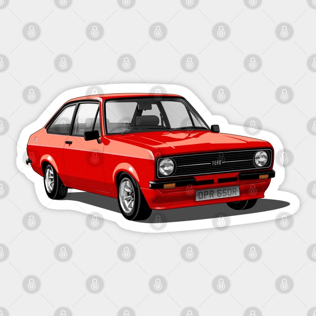 Ford Escort Mk 2 in red Sticker by candcretro